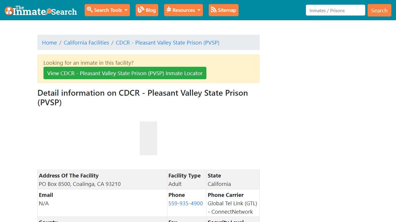 Pleasant Valley State Prison (PVSP) - The Inmate Search